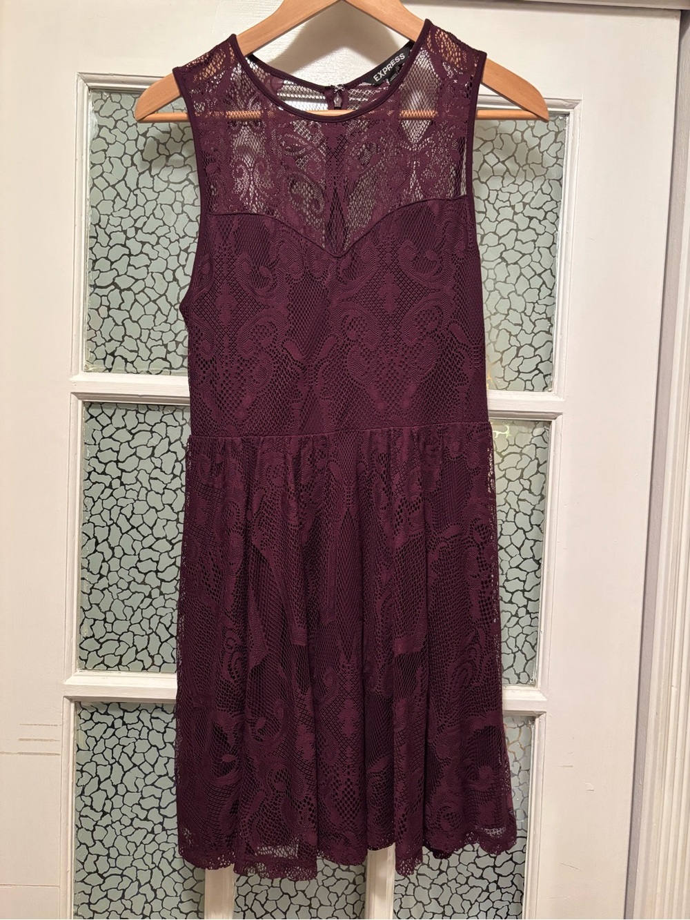 Wine Lace Fit-and-Flare Mini Dress